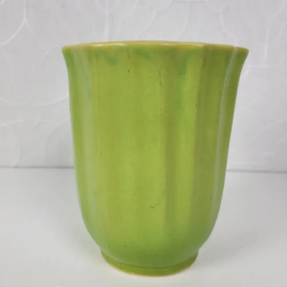 Vintage Roseville Pottery Planter Ribbed Flower‎ Plant Pot 6.25" Green Glazed - Picture 16 of 16